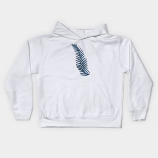 Navy Blue Fern Leaf Kids Hoodie